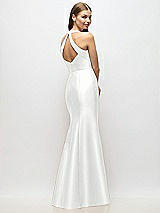 Alt View 3 Thumbnail - White V-Neck Halter Satin Trumpet Gown