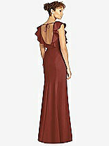 Rear View Thumbnail - Auburn Moon Ruffle Cap Sleeve Open-back Trumpet Gown