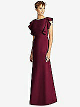 Front View Thumbnail - Cabernet Ruffle Cap Sleeve Open-back Trumpet Gown