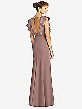 Rear View Thumbnail - Sienna Ruffle Cap Sleeve Open-back Trumpet Gown