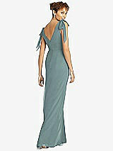 Rear View Thumbnail - Icelandic Bow-Shoulder Sleeveless Deep V-Back Mermaid Dress