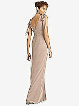 Rear View Thumbnail - Topaz Bow-Shoulder Sleeveless Deep V-Back Mermaid Dress