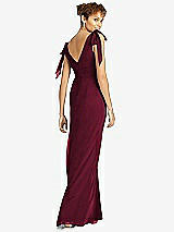 Rear View Thumbnail - Cabernet Bow-Shoulder Sleeveless Deep V-Back Mermaid Dress