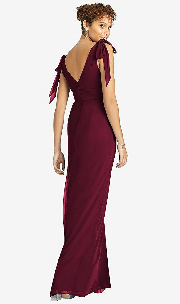 Back View - Cabernet Bow-Shoulder Sleeveless Deep V-Back Mermaid Dress