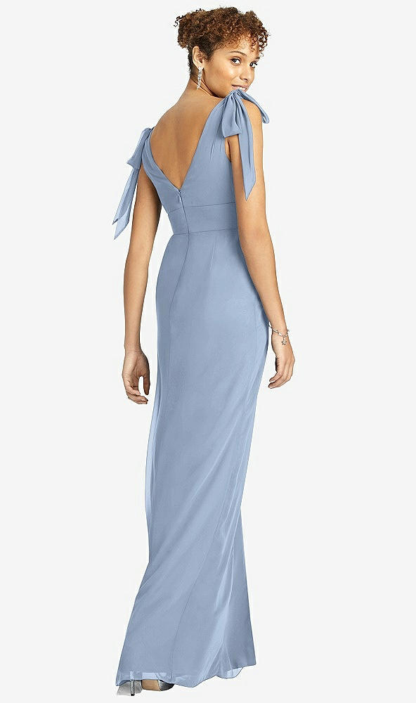 Back View - Cloudy Bow-Shoulder Sleeveless Deep V-Back Mermaid Dress