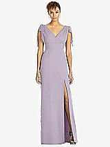 Front View Thumbnail - Lilac Haze Bow-Shoulder Sleeveless Deep V-Back Mermaid Dress