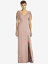 Front View Thumbnail - Neu Nude Bow-Shoulder Sleeveless Deep V-Back Mermaid Dress