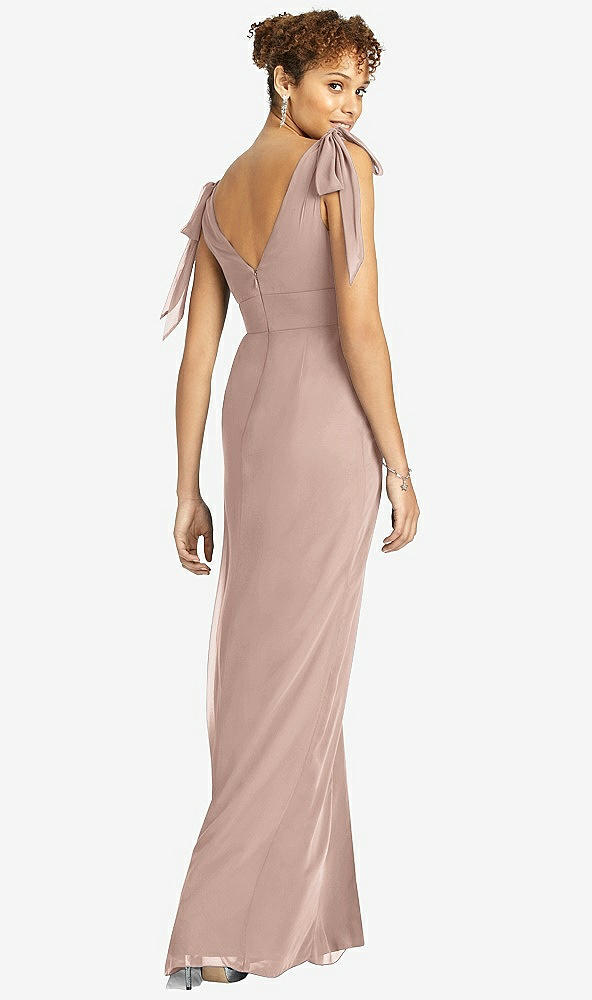 Back View - Neu Nude Bow-Shoulder Sleeveless Deep V-Back Mermaid Dress