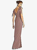 Rear View Thumbnail - Sienna Bow-Shoulder Sleeveless Deep V-Back Mermaid Dress