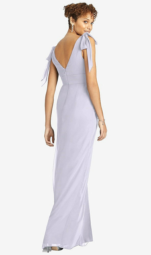 Back View - Silver Dove Bow-Shoulder Sleeveless Deep V-Back Mermaid Dress