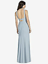 Rear View Thumbnail - Mist High-Neck Backless Crepe Trumpet Gown