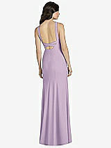 Rear View Thumbnail - Pale Purple High-Neck Backless Crepe Trumpet Gown