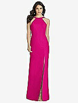 Front View Thumbnail - Think Pink High-Neck Backless Crepe Trumpet Gown