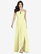 Front View Thumbnail - Butter Yellow Strapless Notch Chiffon Maxi Dress