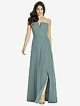 Front View Thumbnail - Icelandic Strapless Notch Chiffon Maxi Dress