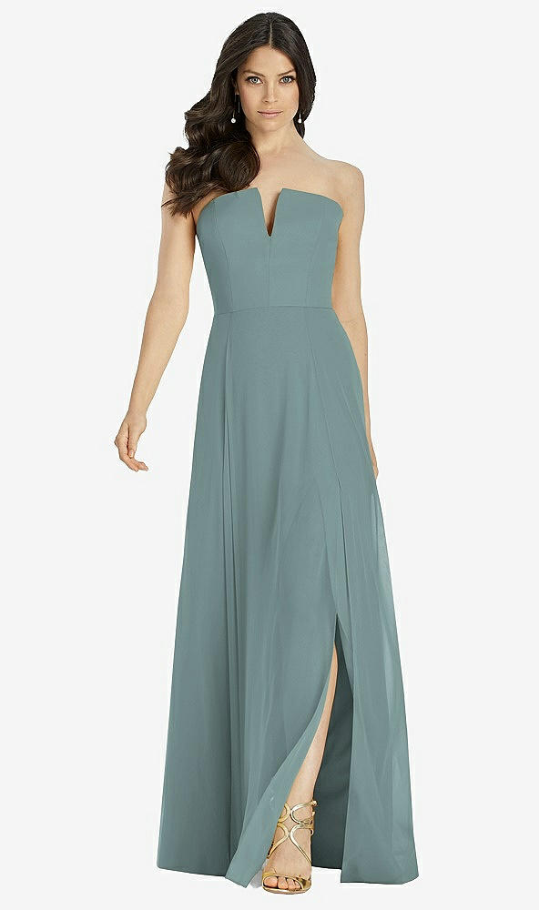 Front View - Icelandic Strapless Notch Chiffon Maxi Dress