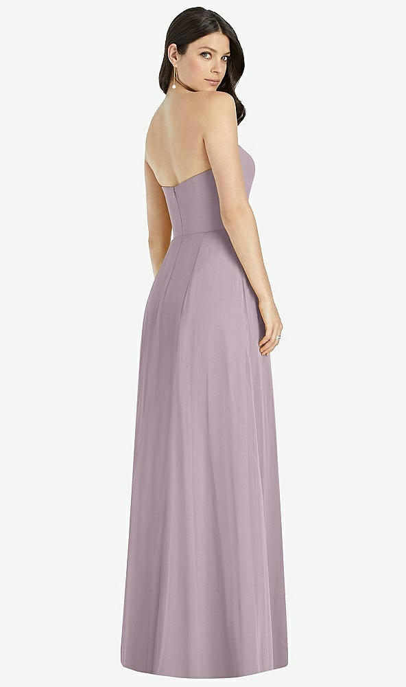 Back View - Lilac Dusk Strapless Notch Chiffon Maxi Dress