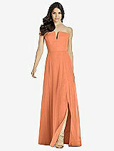 Front View Thumbnail - Sweet Melon Strapless Notch Chiffon Maxi Dress