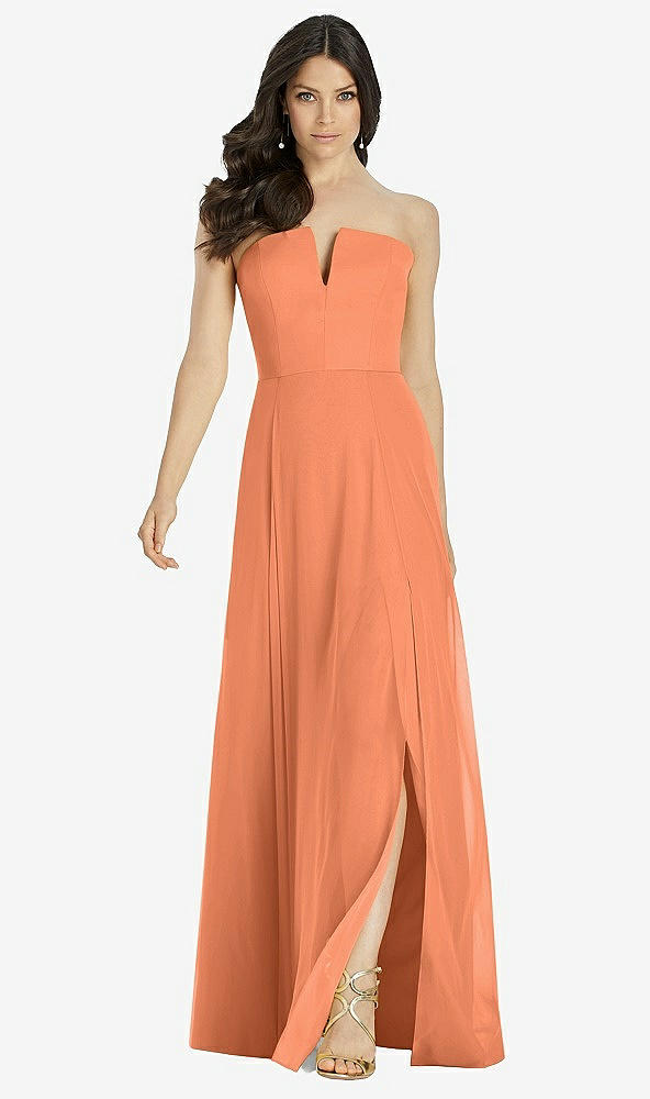 Front View - Sweet Melon Strapless Notch Chiffon Maxi Dress