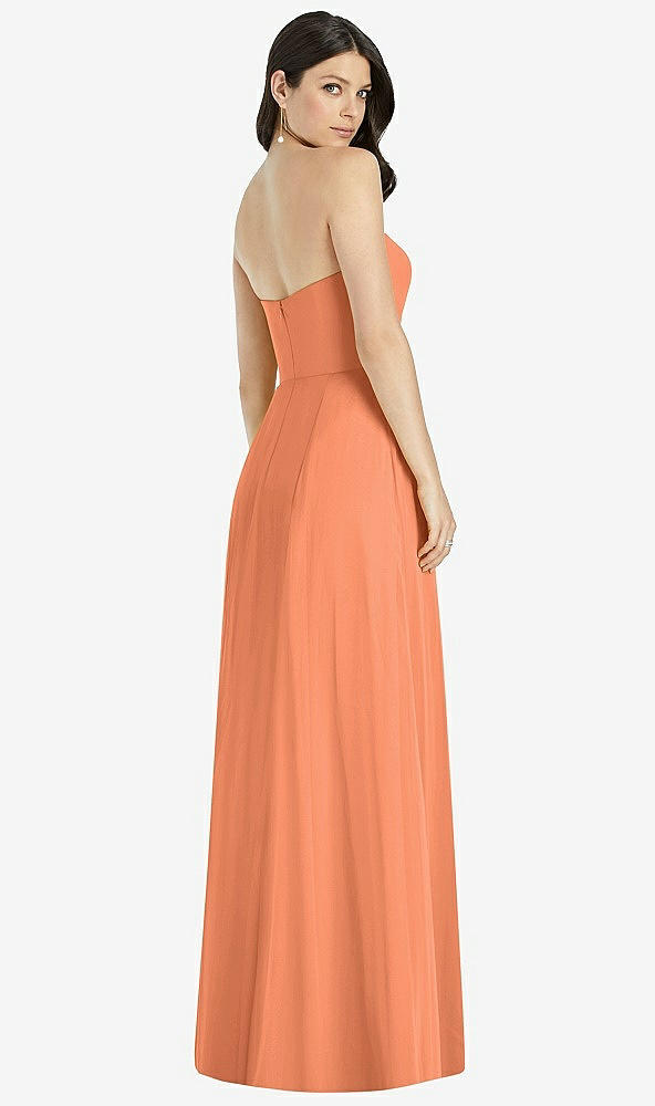 Back View - Sweet Melon Strapless Notch Chiffon Maxi Dress