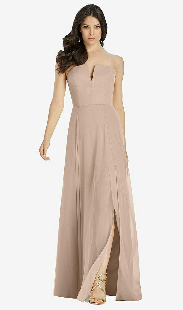 Front View - Topaz Strapless Notch Chiffon Maxi Dress