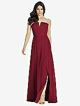 Front View Thumbnail - Burgundy Strapless Notch Chiffon Maxi Dress