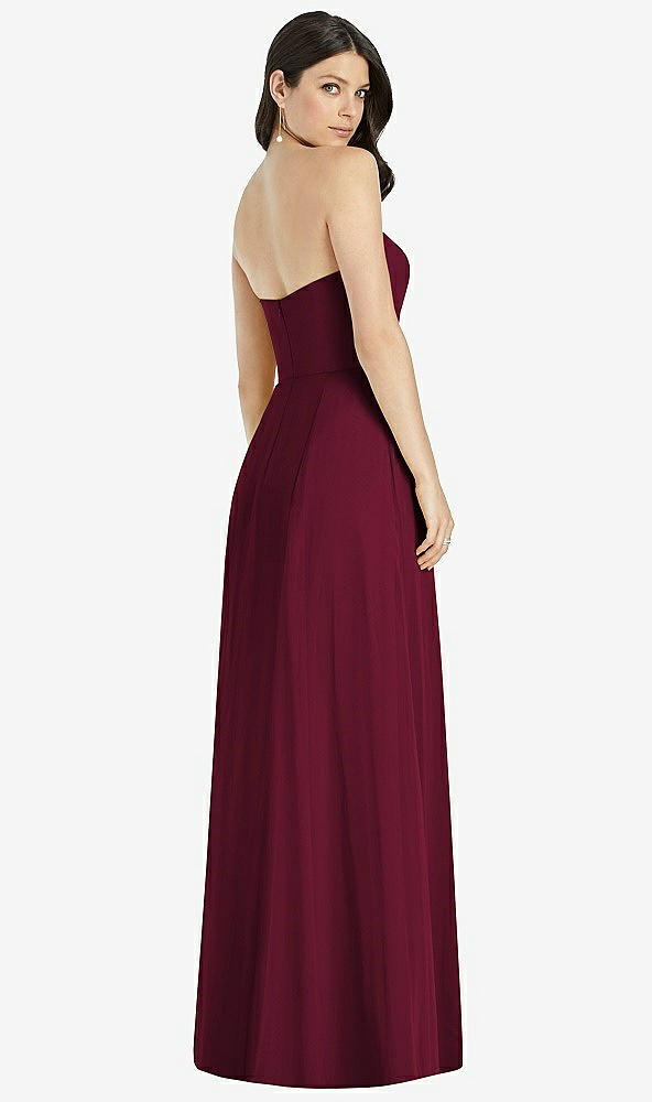 Back View - Cabernet Strapless Notch Chiffon Maxi Dress