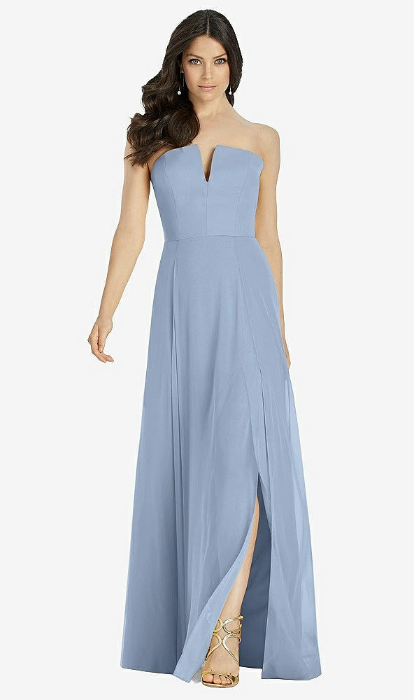 Front View - Cloudy Strapless Notch Chiffon Maxi Dress