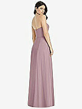 Rear View Thumbnail - Dusty Rose Strapless Notch Chiffon Maxi Dress