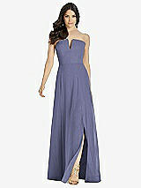 Front View Thumbnail - French Blue Strapless Notch Chiffon Maxi Dress