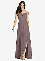 Front View Thumbnail - French Truffle Strapless Notch Chiffon Maxi Dress