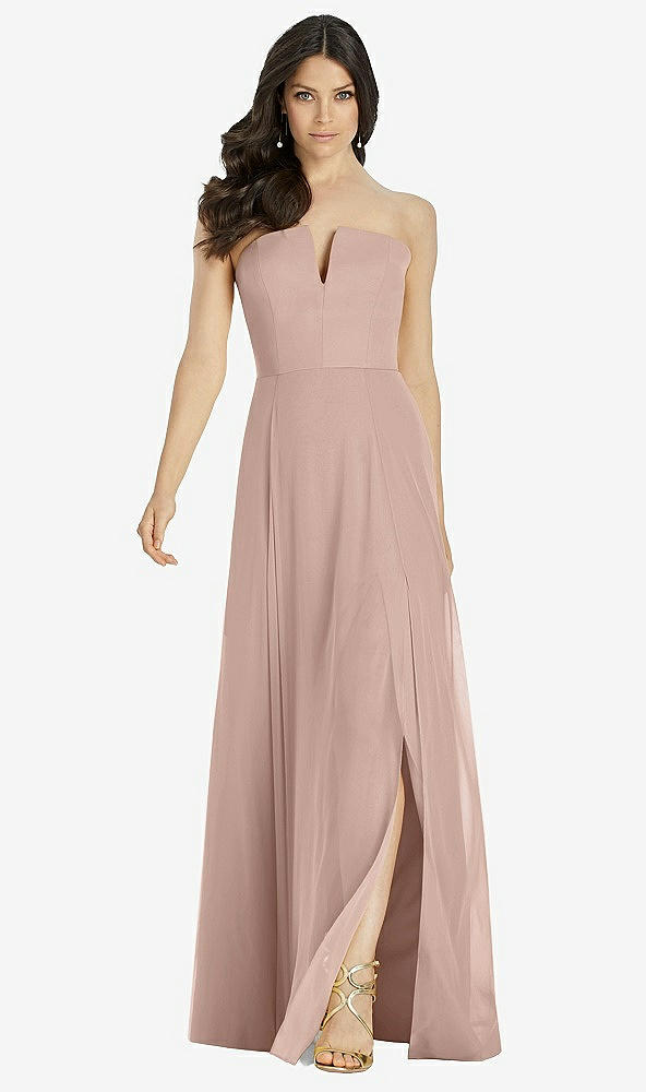 Front View - Neu Nude Strapless Notch Chiffon Maxi Dress