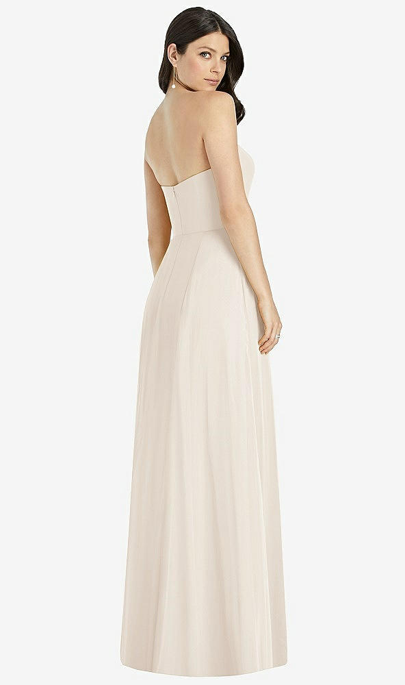 Back View - Oat Strapless Notch Chiffon Maxi Dress