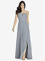 Front View Thumbnail - Platinum Strapless Notch Chiffon Maxi Dress