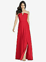 Front View Thumbnail - Parisian Red Strapless Notch Chiffon Maxi Dress