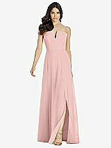 Front View Thumbnail - Rose - PANTONE Rose Quartz Strapless Notch Chiffon Maxi Dress