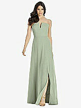 Front View Thumbnail - Sage Strapless Notch Chiffon Maxi Dress