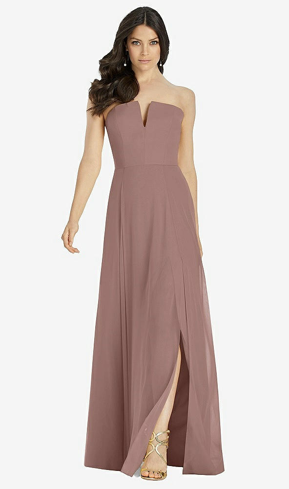 Front View - Sienna Strapless Notch Chiffon Maxi Dress