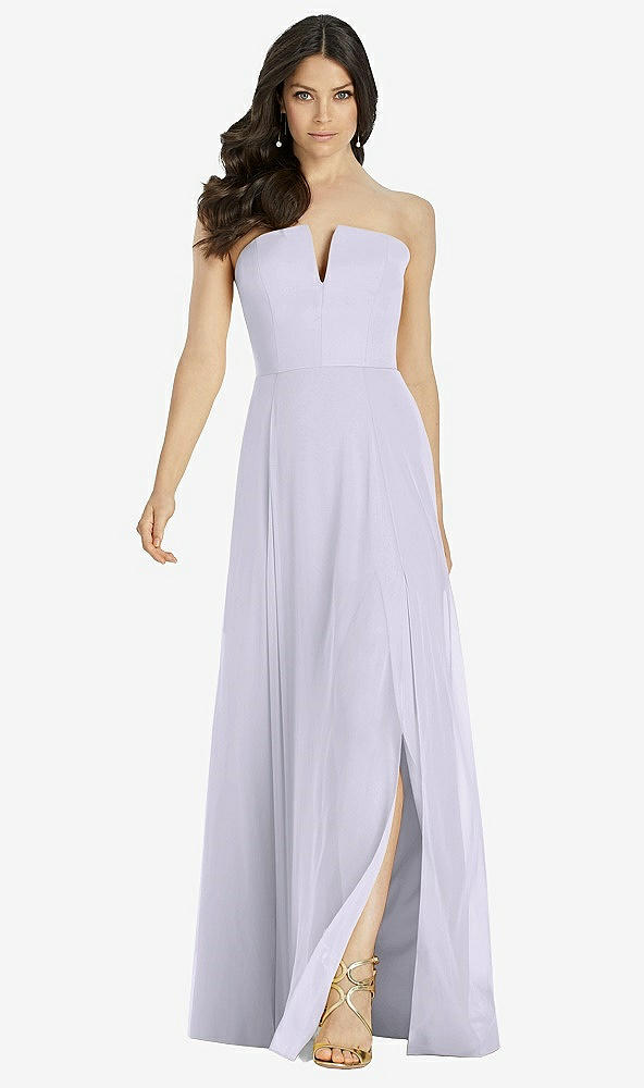 Front View - Silver Dove Strapless Notch Chiffon Maxi Dress