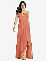 Front View Thumbnail - Terracotta Copper Strapless Notch Chiffon Maxi Dress