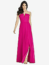 Front View Thumbnail - Think Pink Strapless Notch Chiffon Maxi Dress