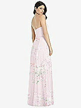 Rear View Thumbnail - Watercolor Print Strapless Notch Chiffon Maxi Dress