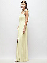 Alt View 2 Thumbnail - Butter Yellow Tie-Shoulder Chiffon Maxi Dress with Front Slit