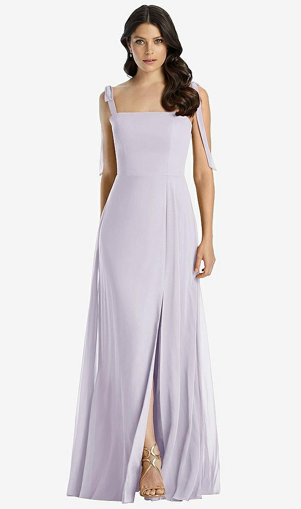 Front View - Moondance Tie-Shoulder Chiffon Maxi Dress with Front Slit