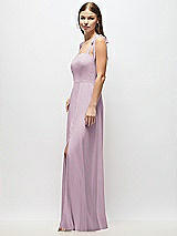 Alt View 2 Thumbnail - Suede Rose Tie-Shoulder Chiffon Maxi Dress with Front Slit