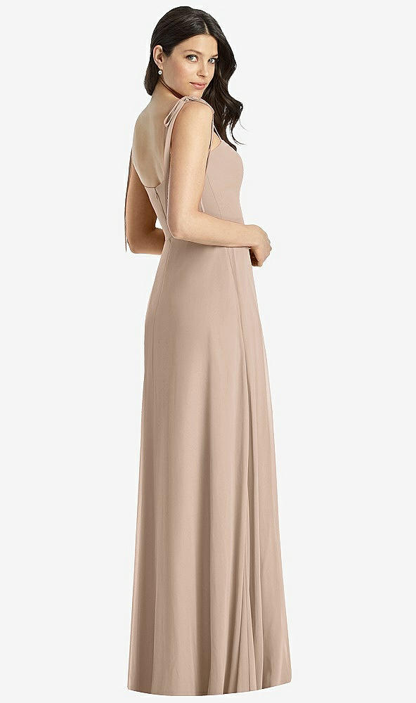 Back View - Topaz Tie-Shoulder Chiffon Maxi Dress with Front Slit