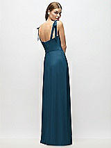 Alt View 3 Thumbnail - Atlantic Blue Tie-Shoulder Chiffon Maxi Dress with Front Slit