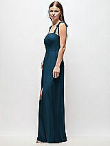 Side View Thumbnail - Atlantic Blue Tie-Shoulder Chiffon Maxi Dress with Front Slit