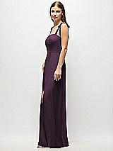 Alt View 2 Thumbnail - Aubergine Tie-Shoulder Chiffon Maxi Dress with Front Slit