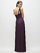Alt View 3 Thumbnail - Aubergine Tie-Shoulder Chiffon Maxi Dress with Front Slit